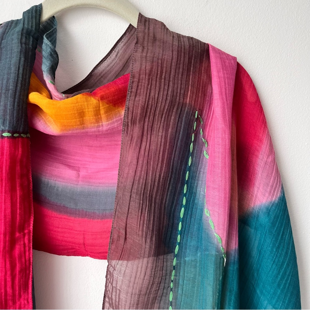 New With Tags NWT Vivante 70% Cotton 30% Silk Multicolor Scarf Approx 24 x 72 - Picture 7 of 12